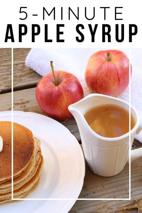 This is the best apple syrup for pancakes, waffles, or french toast! Made with apple juice, it's a fall breakfast recipe that even kids will love! #applesyrup #easyrecipe #quickbreakfast #cheap Apple Syrup Recipe, Syrup For Pancakes, Apple Syrup, Apple Juice Recipe, Fall Recipes Breakfast, Whole Wheat Pancakes, Pancake Syrup, Neighbor Christmas Gifts, Homemade Syrup