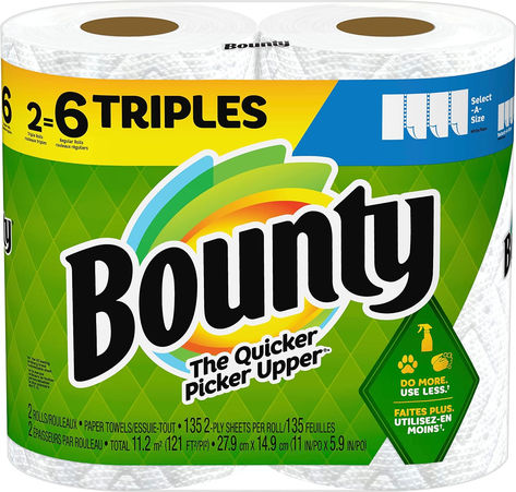 Reach for Bounty Select-A-Size 2-Ply Triple-Roll Paper Towels when you need to quickly clean up a spill. The paper towels are super absorbent, and the Select-A-Size design means you can grab as much or as little as you need. Absorbent design helps make quick work of messes. Bounty Paper Towels, Roll Paper, Towel Dispenser, Kitchen Roll, Square Paper, Paper Towel Rolls, White Towels, Paper Towels, Household Supplies