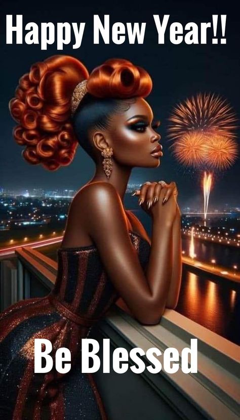 Happy New Year Message, Happy New Year Wallpaper, New Year Message, Black Woman Artwork, New Year Wallpaper, Feminine Art, Cellphone Wallpaper Backgrounds, Black Art Painting, New Year Greetings