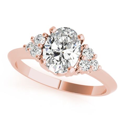 Engagement Ring -Oval Three Stone Cluster Diamond Ring Rose Gold-ES2486RG Oval Cut Diamond Engagement Ring, Oval Diamond Engagement, Diamond Cluster Engagement Ring, Engagement Ring Setting, Oval Diamond Engagement Ring, Gorgeous Engagement Ring, Cluster Engagement Ring, Claw Setting, Bridal Ring Sets