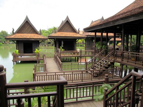 Floating Village, Cambodian Cultural Village, Siem Reap, Cambodia by Bencito the Traveller, via Flickr Thai House Design, Floating Village, Bamboo House Design, Thai House, Cambodia Travel, Siem Reap Cambodia, Asian Architecture, Resort Design, Halong Bay