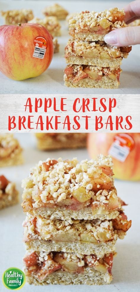 Apple Crisp Breakfast, Breakfast Grab And Go, Breakfast Bars Healthy, Breakfast Bars Recipe, Bars Healthy, Apple Breakfast, Breakfast For A Crowd, Breakfast Bars, Breakfast On The Go