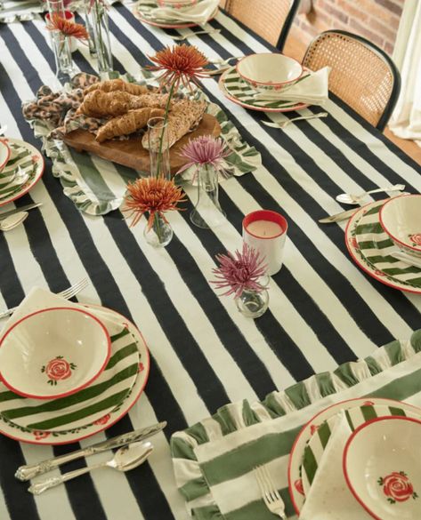 Striped Tablecloth, Kitchen Measurements, Striped Tablecloths, Checkered Tablecloth, Sister Sister, Between Us, Black Stripes, Table Linens, Table Cloth