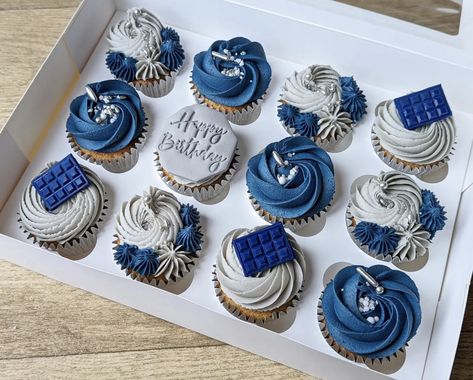 Fathersday Cupcake Ideas, Mens Birthday Cupcakes Ideas, Cupcakes Decoration For Men, 50th Birthday Cupcakes For Men, Denim Cupcakes, Birthday Cupcakes Ideas For Men, Work Cupcakes, Birthday Cupcakes Boy, Fathers Day Cupcakes