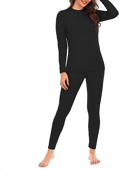 Women's long underwear set made of 92% ultra-soft polyester 8% spandex with fleece lined, super skin-touch fabric, keeps you warm and cozy in freezing cold climates or bad weather. Won't make you feel binding or heavy, pants and shirt fit snugly and don't bunch up, can be as women thermal pajama set, also great additional base layer under your clothes to keep the chill away from your skin. #Winter #Underwear Set #Keep warm #Cozy #Warm Wear #Keep you warm Cuddle Duds, Thermal Pajamas, Freezing Cold, Womens Thermal, Long Johns, Bad Weather, Armed Forces, Base Layer, Warm And Cozy