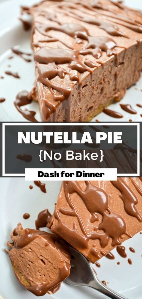 This No Bake Nutella Pie recipe uses just 6 ingredients, and is one of the easiest Nutella desserts out there! This no bake pie recipe is creamy, decadent, and will satisfy all of your chocolate and hazelnut cravings. Perfect for bringing as a potluck dessert! Nutella Desserts Easy, Whipped Cream Pie, Cream Desserts Recipes, Nutella Pie, Potluck Dessert, Custard Pies, Whipped Cream Desserts, No Bake Pie, Cool Whip Desserts