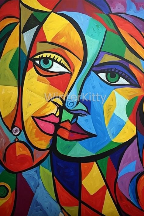 Picasso Art Style, Cubism Portrait, Picasso Artwork, Picasso Cubism, Abstract Cubism, Glass Painting Patterns, Picasso Style, Cubism Art, Fusion Art