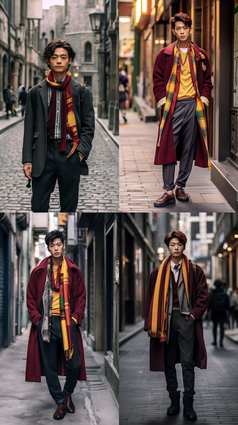 Gryffindor Outfit Men, Gryffindor Aesthetic Outfit, Gryffindor Outfit Aesthetic, Gryffindor Outfit, Movie Outfit, Gryffindor House, Hogwarts Christmas, Gryffindor Aesthetic, Harry Potter Outfits