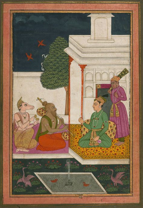 Sri Raga - Miniature Painting, Deccan school, Ragamala series, 19th Century. Digital Walters. Ragamala Paintings, Mughal Miniature, Indian Miniatures, Indian Traditional Paintings, Indian Classical Music, Mughal Paintings, Persian Calligraphy, Miniature Paintings, Indian Artist