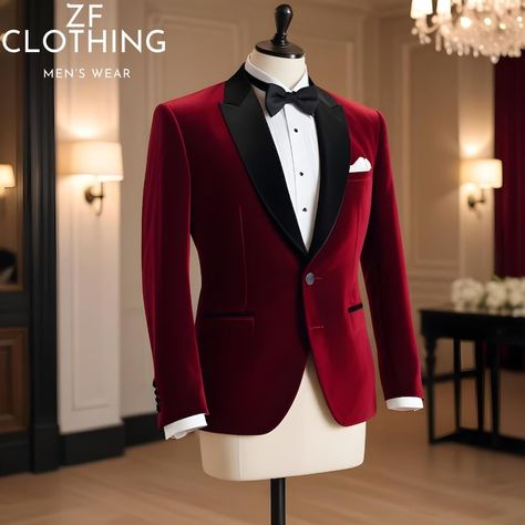 Red Velvet Tuxedo, Velvet Tuxedo Jacket, Red Tuxedo, Velvet Tuxedo, Outdoor Wedding Inspiration, Body Measurement, Men Classic, Premium Colors, Tuxedo For Men