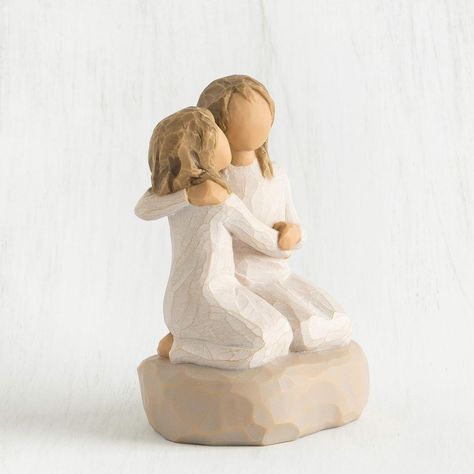 Willow Tree Sister Mine Figurine : Amazon.co.uk: Home & Kitchen Willow Tree Figures, Body Gestures, Willow Tree Angels, Willow Tree Figurines, Angel Tree, Willow Tree, Figurative Sculpture, Two Girls, Girl Mom