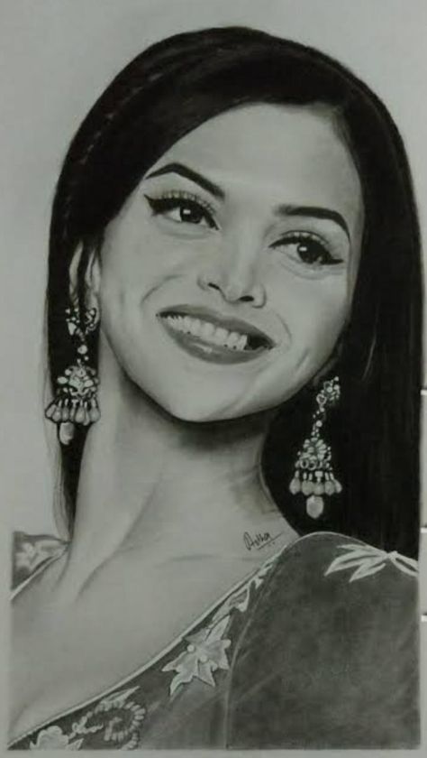 Pencil Sketch Deepika Padukone Sketches Pencil, Deepika Padukone Drawing, Deepika Padukone Sketch, Ballerina Sketch, Color Mixing Chart Acrylic, Pencil Sketch Portrait, Drawing Portraits, Pencil Portrait Drawing, Buddha Art Painting