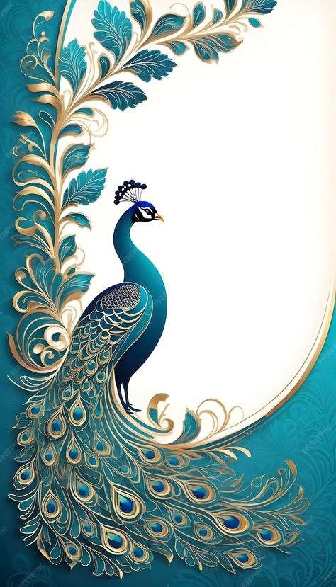 Peacock Printables Free, Peacock Theme Invitations, Peacock Template, Peacock Silhouette, Peacock Pics, Peacock Room Decor, Calligraphy Borders, Bottle Paint, New Year Card Design