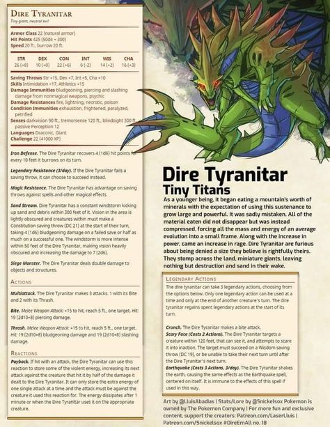 Dire Pokémon, Pokemon Dnd, Pokemon Dungeon, Homebrew Monsters, Dnd Monster, Dnd Druid, Dnd Stats, Dnd Homebrew, Dnd Stories