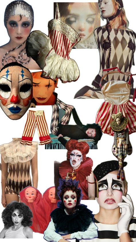 Circus Themed Photoshoot, Vintage Clown Costume Women, Circus Theme Outfits, Circus Theme Costume, Court Jester Aesthetic, Circus Party Outfit, Circus Theme Party Outfits, Circus Aesthetic Outfit, Vaudeville Costume