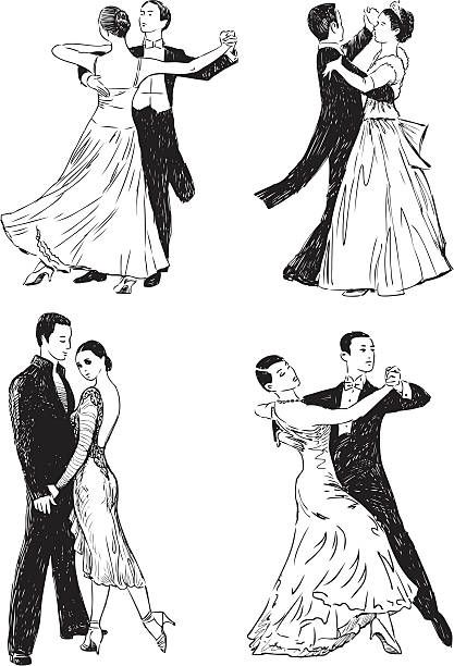 Ballroom Dancing Illustrations, Royalty-Free Vector Graphics & Clip Art - iStock Dancing Poses Drawing Couple, Dancing Couple Drawing, Dancing Drawing Reference, Couple Dancing Drawing, Couple Dance Poses, Dancing Poses Drawing, Dancing Sketch, Dancing Drawing, Dancing Poses