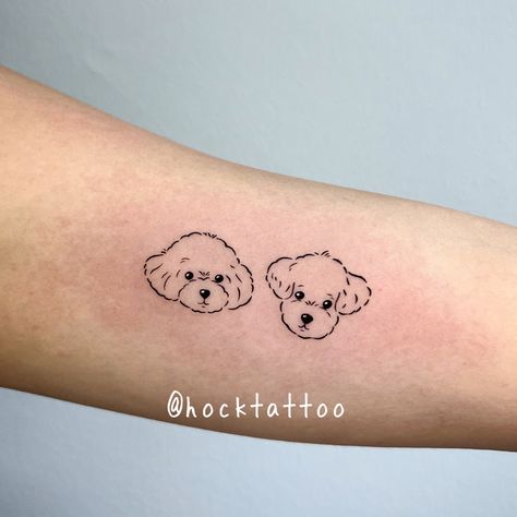 Dog Tattoo Ideas Shih Tzu, Pet Face Tattoo, Silly Dog Tattoo, Mini Dog Tattoo, Toy Poodle Tattoo, Nala Tattoo, Dog Face Tattoo, Daschund Tattoo, Tattoo Perro