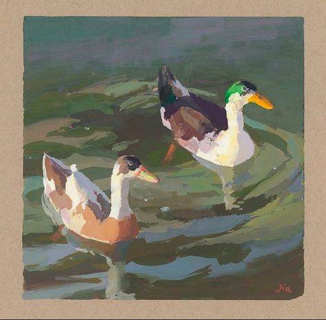 Gia (@gia_artwork) | Instagram Birds Artwork, Painting Gouache, Duck Art, Gouache Art, Art Inspiration Painting, Art Sketch, Pastel Art, Painting Art Projects, Environmental Art