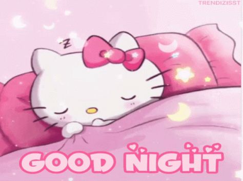 Good Night Hello Kitty, Hello Kitty Gif, Good Night Meme, Kitty Gif, Goodnight Snoopy, Cute Good Morning Gif, Happy New Year Gif, Hello Kitty Images, Night Gif