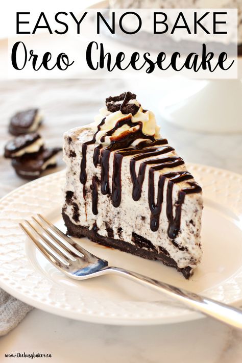 This Easy No Bake Oreo Cheesecake is smooth and creamy - it's the perfect cheesecake recipe and it's SO easy to make! Recipe from thebusybaker.ca! No Bake Oreo Cake, Oreo Cakes, Baked Oreo Cheesecake Recipe, The Perfect Cheesecake, Perfect Cheesecake Recipe, Easiest Desserts, Perfect Cheesecake, Oreo Cheesecake Recipes, Smores Dessert