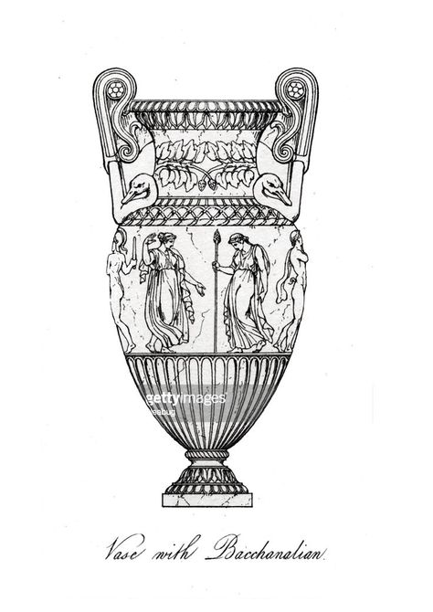 Ancient Vase Tattoo, Greek Vase Tattoo Design, Roman Vase Tattoo, Roman Inspired Tattoos, Mythology Art Drawing, Roman Art Tattoo, Lyre Tattoo, Ancient Rome Tattoo, Greek Vase Tattoo