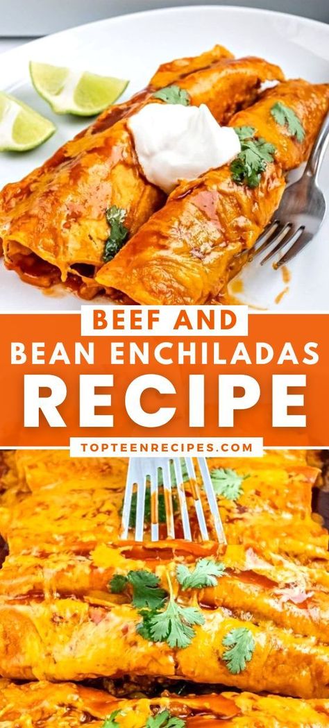 These delicious beef and bean enchiladas appear regularly on my dinner table. My family loves them. The filling is delicious, and I love that they come together in no time, and I can have dinner at the table without breaking a sweat. Beef And Bean Enchiladas, Beef And Bean Enchiladas With Red Sauce, Refried Bean And Cheese Enchiladas, Ground Beef Enchiladas With Red Sauce Corn Tortillas, Ground Beef Enchiladas Corn Tortillas, Beef Bean And Cheese Enchiladas, Beef Enchilada Casserole With Refried Beans, Beef Enchiladas With Corn Tortillas, Bean And Cheese Enchiladas