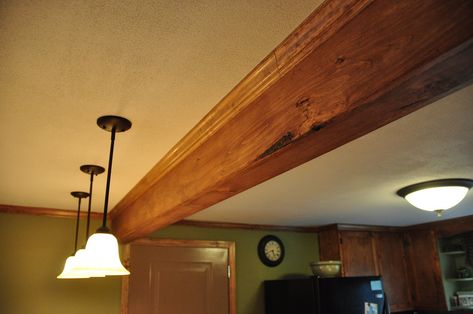 https://flic.kr/p/7TWv7b | Pine-wrapped LVL Beam w/ Pine Crown Molding Lvl Beam Wrap, Ceiling With Wood, Load Bearing Beam, Ceiling With Beams, Wallpaper On Ceiling, Lvl Beam, Vaulted Ceiling Beams, Molding Ideas, Wallpaper Hip Hop