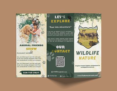 Zoo Brochure Design, Zoo Flyer, Zoo Brochure, Park Brochure, Adventure Park, Wildlife Nature, Trifold Brochure, Graphic Design Branding, Adobe Indesign