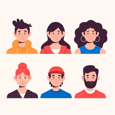 Free Vector | Pack of people avatars Character Flat Design, Vector Character Design, Flat Design Illustration, Character Flat, Affinity Designer, Vector Character, People Illustration, Character Design Animation, Flat Illustration