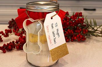 Dog Cookie Recipe in a Jar: Homemade Dog Cookies | Petco Selling Dog Treats, Cookie In A Jar, Homemade Peanut Butter Dog Treats, Cookie Mix Jar, Dog Cookie Recipes, Mason Jar Recipe, Homemade Dog Cookies, Christmas Dog Treats, Dog Biscuit Recipes