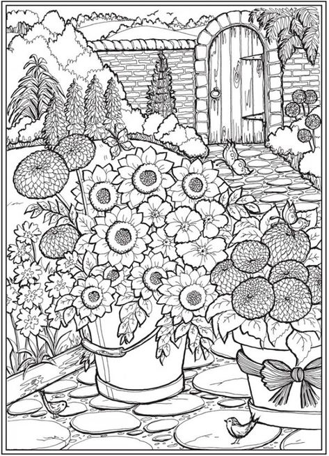 6 Country Garden Coloring Pages – Stamping Modele Zentangle, Dover Coloring Pages, Creative Haven Coloring Books, Garden Coloring Pages, Garden Coloring, Gardens Coloring Book, Free Adult Coloring Pages, Face Chart, Printable Adult Coloring Pages