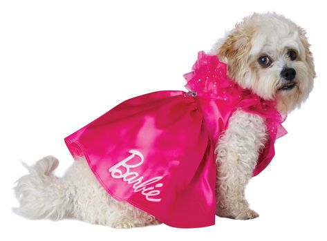 PRICES MAY VARY. Officially licensed Barbie Dog Costume. Inspired by the Superstar Barbie doll. Costume Includes: Dress, Boa, Collar with charm. Teacup sized dog breeds - Extra Small: Fits up to Neck 8", Chest 12", Length 9" Dress features an attached gem piece and a Barbie text logo printed on the skirt. The dress closes behind neck and back with hook and loop fasteners. The Boa loop is decorated with silver sequins. Closes with hook and loop fastener spot. Collar features a gem buckle and come Barbie Doll Costume, Barbie Text, Barbie Dog, Superstar Barbie, California Costumes, Dog Breeds Medium, Kitty Stuff, Hook And Loop Fasteners, Doll Costume