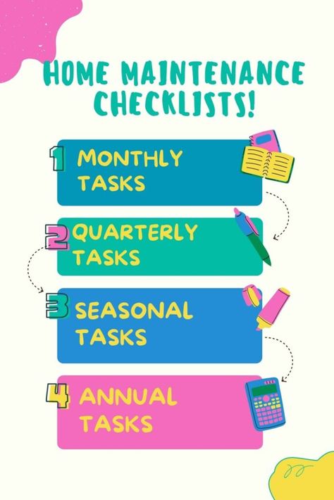 Home Maintenance Schedule Printables, Household Maintenance Schedule, Seasonal Home Maintenance Checklist, Annual Home Maintenance Checklist, Monthly Home Maintenance Checklist, House Maintenance Schedule, Homeowner Maintenance Checklist, House Maintenance Checklist, Busy Mom Planner