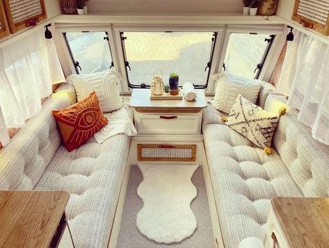 Couple revamp caravan on a budget 2 Berth Caravan Makeover, Touring Caravan Interior Ideas, Touring Caravan Makeover, Caravan Awning Interior Ideas, Small Caravan Interior, Campervan Makeover, Caravan Aesthetic, Caravan Awning Interior, Caravan Interior Makeover