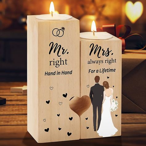 Wedding Gifts for Couple, to My Love Wooden Candle Holders, Wedding Gifts for Bride and Groom, Mr and Mrs Gifts for Christmas Birthday Valentines Day, Anniversary Wedding Gifts for Her : Amazon.co.uk: Home & Kitchen Mr And Mrs Gifts, Gifts For Bride And Groom, Mrs Gifts, Wedding Gifts For Couple, Anniversary Wedding Gifts, Anniversary Candle, Gifts For Bride, Wedding Gifts For Bride And Groom, Elegant Artwork