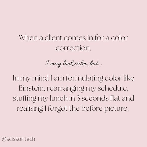 Color Correction Hair Quotes, Hairstylist Captions Instagram Posts, Hairstylist Marketing, Hair Captions, Hairdresser Quotes, Hair Salon Marketing, Hair Content, Color Correction Hair, Hairstylist Quotes