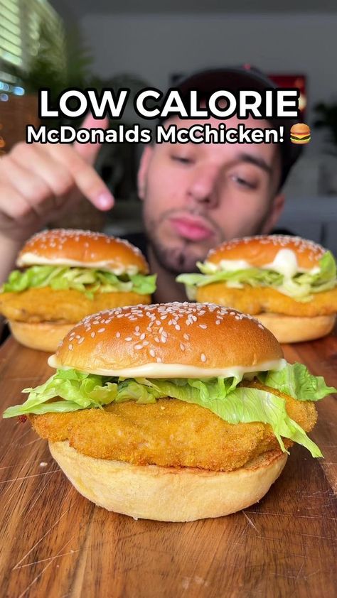 Easy & Healthy McChicken! 🍔 #mcdonalds #sandwich #burger #easymeals #chickenrecipes #lowcalorie #healthyrecipes #easyrecipe #highprotein #lowcaloriemeals #mealprep #healthyeating #easyrecipes #weightloss #fatloss #gymfood #foodie #highproteinmeals | Aussie Fitness | Aussie Fitness · Original audio Healthy Low Calorie, Healthy High Protein Meals, Easy Healthy Meal Prep, Low Fat Recipes, Food Videos Cooking, Recipes Dinner, High Protein Recipes, Low Calorie Recipes, Protein Foods