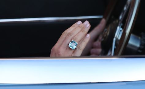 Meghan Markle May Have Officially Accepted Princess Diana's Aquamarine Ring as Her Own — Wouldn't You? Diana Aquamarine Ring, Princess Diana Jewelry, Princess Diana Ring, Aquamarine Wedding Ring, Diana Ring, Luxurious Jewelry, Popsugar Fashion, Aquamarine Ring, Aqua Marine