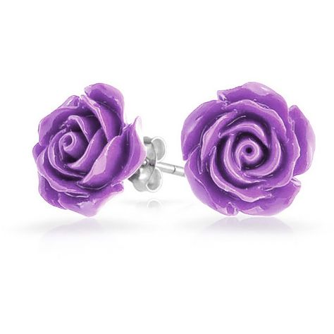 Colorful Stud Earrings, Purple Amethyst Earrings, Sterling Silver Flower Earrings, Purple Resin, Fake Earrings, Expressing Yourself, Rose Stud Earrings, Punk Earrings, Jewelry Purple