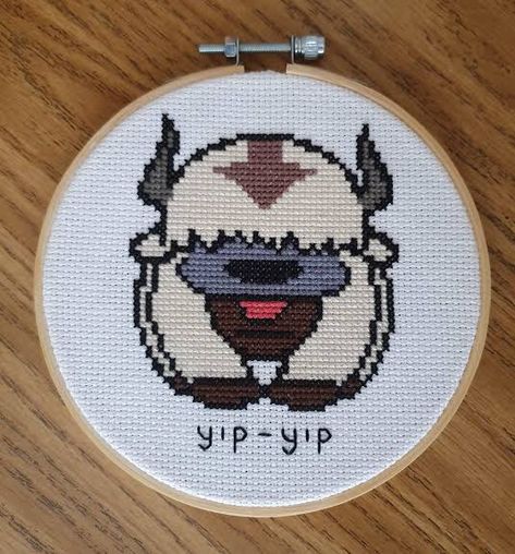 Avatar Cross Stitch, Avatar Embroidery, Embroidery Floss Projects, Avatar Appa, Appa Avatar, Avatar The Last Air Bender, The Last Air Bender, Embroider Ideas, Air Bender