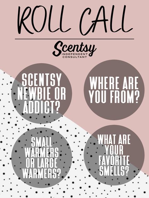 Scentsy Introduce Yourself, Scentsy Roll Call Facebook Party, Scentsy Introduction Facebook, What Is Scentsy 2023 Flyer, Scentsy Games For Facebook Fun, Scentsy Post Ideas 2024, Scentsy Party Games Facebook, Scentsy Roll Call, Scentsy Party Introduction