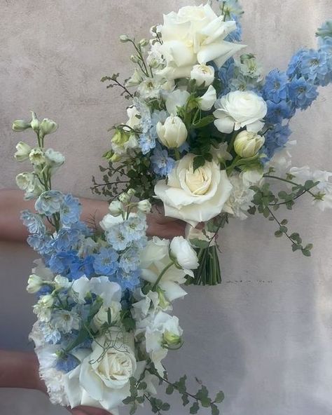 Flowers St. Germain on Instagram: "Still swooning over Ash’s bouquets and the blue delphinium!! 💙" Delphinium Bridesmaid Bouquet, Blue Delphinium Bouquet, Delphinium Bouquet, Delphinium Flowers, Blue Delphinium, St Germain, September 2, Floral Arch, Blue Bridesmaids