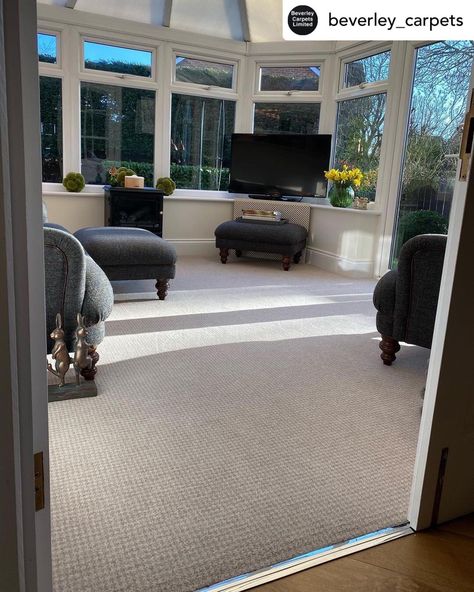 Wow our Designer Collection in Houndstooth looks superb in this conservatory! The Axminster quality will mean this carpet will stand the test of time - great choice! Another fab installation from @beverley_carpets 🙌 If you would like to see what this carpet would look like in your home, head to our website and try our free online visualiser #linkinbio #carpet #flooring #home #homedecor #conservatory #conservatorydecor #decorationideas #decorinspo #interiors #realhomes #wool #naturalmaterials Conservatory Interiors, Conservatory Flooring, Conservatory Interior, Conservatory Decor, Axminster Carpets, Room Visualizer, Space Ideas, Living Room Flooring, Carpet Design