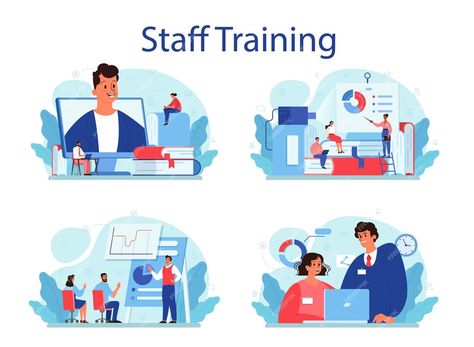 Premium Vector | Staff training concept set Course Web, Staff Training, Business Analyst, English Class, School Subjects, Online Education, Sociology, Web Banner, Mobile Application