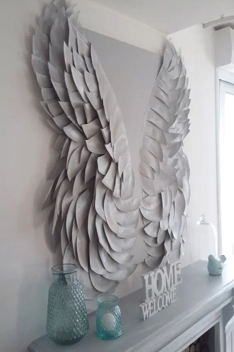 15 EASY Ways to Make Angel Wings: For Custom or Decor 3d Angel Wings, Mantel Makeover, Wings Wall Art, Angel Wings Decor, Angel Wings Wall Art, Diy Angel Wings, Angel Wings Wall Decor, Diy Angels, Angel Wings Art