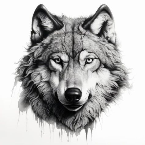 Wolf Black And White Drawing, Black Wolf Tattoo Design, Wolf Ink Drawing, Black And White Animal Tattoos, Black And White Wolf Tattoo, Wolf Design Tattoo, Wolf Art Tattoo, Wolf Head Tattoo Design, Wolf Tattoo Drawing