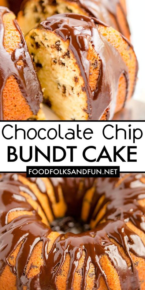 Bundt Cake Recipes Chocolate, Chocolate Chip Bundt Cake Recipe, Moist Bundt Cake, Chocolate Chip Bundt, Bunt Cake Recipe, Classic Pound Cake, Easy Bundt Cake Recipes, Chocolate Chip Pound Cake, Chocolate Chip Bundt Cake