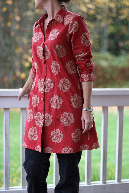 Amy Butler Pattern - The Liverpool Short Kurti Designs, Kurta Patterns, Kurti Patterns, Salwar Designs, Kurti Designs Latest, Kurta Neck Design, Cotton Kurti Designs, Dress Neck Designs, Amy Butler