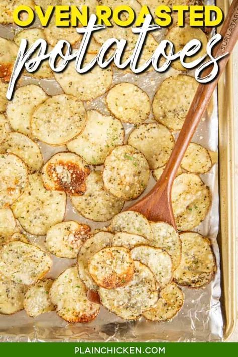 Oven Roasted Potatoes Easy, Potatoes In Oven, Roasted Red Potatoes, Oven Roasted Potatoes, Roasted Potato Recipes, Plain Chicken, Potatoe Casserole Recipes, Easy Oven, Scalloped Potatoes