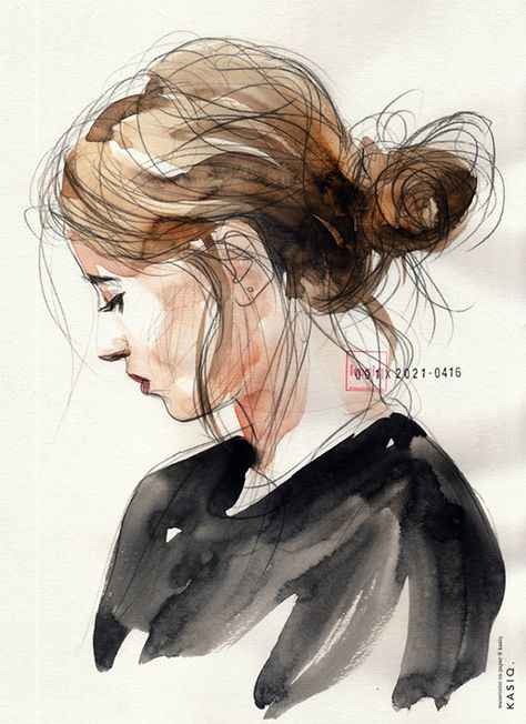 Watercolor Portrait Painting, 얼굴 드로잉, Watercolour Inspiration, 수채화 그림, Watercolor Art Lessons, Portrait Sketches, Abstract Portrait, Art And Illustration, Fashion Portrait